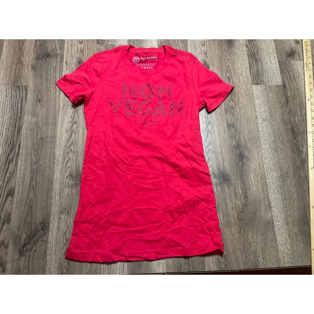 Zac Brown Shirt, Women's Size Small, Red, "NON VEGAN" Jack Links